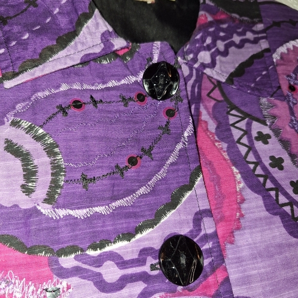 Choices Women Purple Paisley Print Lightweight Button Front Jacket Size 2X - Picture 5 of 9